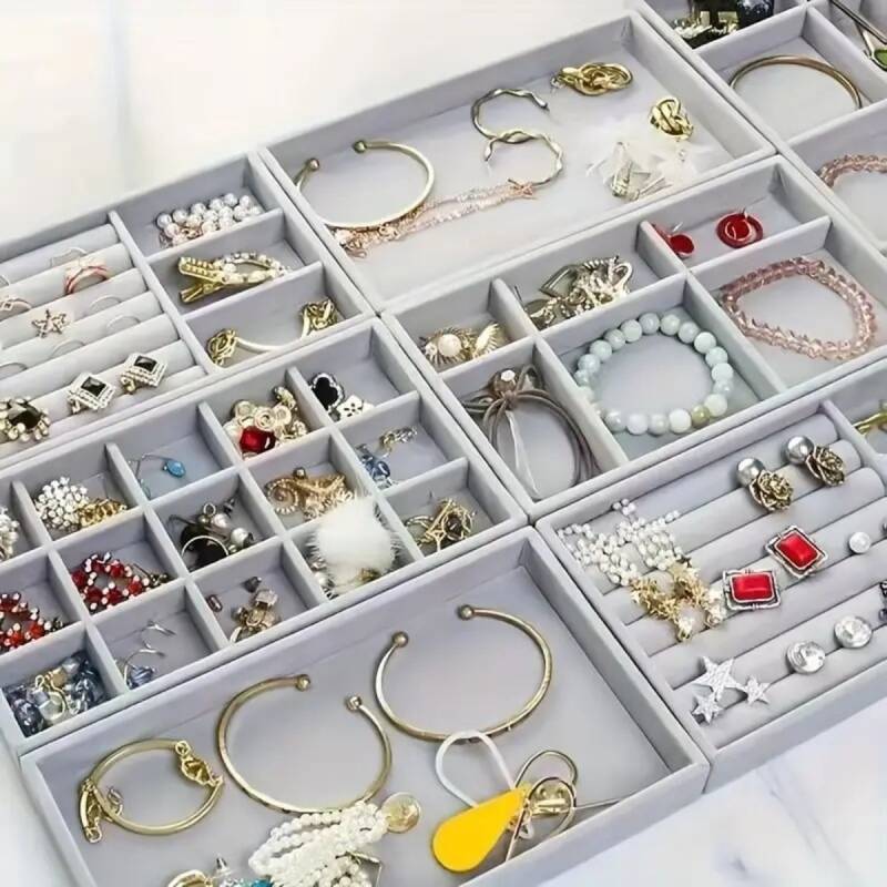 Jewelbox Gri Seyahat Küpe Kolye Kutusu 18 li - 3