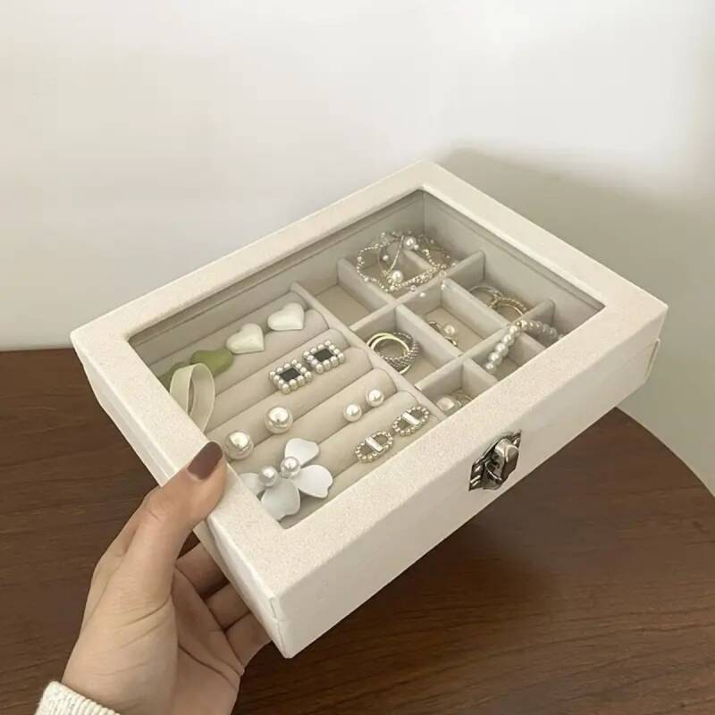 Jewelbox Kapaklı Krem Sosisli Yüzük Kolye Seyahat Kutusu 15 x 20 cm - 2