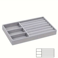 Jewelbox Sosisli Gri Seyahat Yüzük Kolye Kutusu (12,3 x 21 cm) - 2