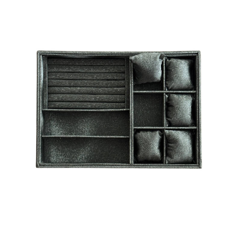 Jewelbox Süet Deri Siyah Saat,Gözlük ev Küpe Takı Standı 24x34 cm - 2