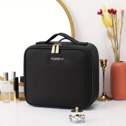 Makeup Bag Aynalı Siyah Seyahat Makyaj Çantası - 2