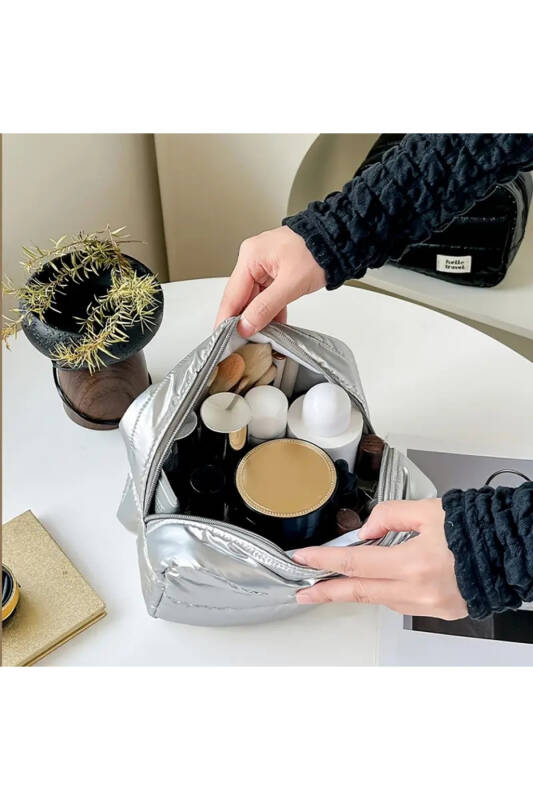 Makeup Bag Beyaz Büyük Boy Seyahat Makyaj Çantası - 4